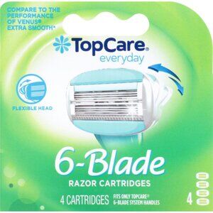 TopCare Everyday 6-Blade Razor Cartridges (Fits Major Brands) 1 Box New Lot Of 4